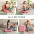 HIGOGOGO Floor Pillow Cushion for Adults, Meditation Cushion Pillow, Large Square Floor Sitting, Tufted Corduroy Cover, for Tatami Living Room or Yoga, 22x22 Inch, 2Pack, Pink