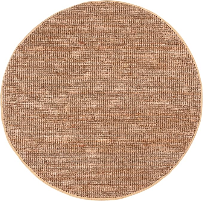 SAFAVIEH Natural Fiber Collection 7' Round Natural NF730C Handmade Farmhouse Premium Jute Area Rug