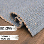 Light Gray 2X4 Handwoven Jute Cotton Mat – Reversible Natural Fiber Rug for Entryway, Bathroom, or Kitchen
