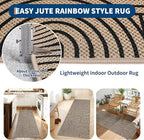 GarveeHome Easy Jute 2x8 Runner Rugs Modern Rainbow Rug for Hallway Kitchen Non Slip Indoor Outdoor Runner Door Mat for Laundry Porch Bathroom