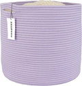 Cotton Rope Basket For Girls Boys Kids 16”X14” Baby Laundry Basket Nursery Bin Round Woven Baskets Organizer For Storage Toys Blankets Shoes Clothes purple