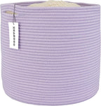 Cotton Rope Basket For Girls Boys Kids 16”X14” Baby Laundry Basket Nursery Bin Round Woven Baskets Organizer For Storage Toys Blankets Shoes Clothes purple