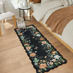 Lahome Floral Kitchen Runner, 2x5 Soft Washable Runner Rug Non Slip, Ultra-Thin Hallway Rug Stain Resistant Boho Carpet for ‎Laundry Bathroom Bedroom Flore, Black/Grey