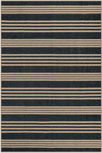 Lahome Elance Striped Easy Jute Rugs for Living Room, 6x9 Washable Indoor Outdoor Patio Rug, Neutral Thin Non Slip Non Shedding Black Dining Room Carpet for Under Table Mudroom Classroom