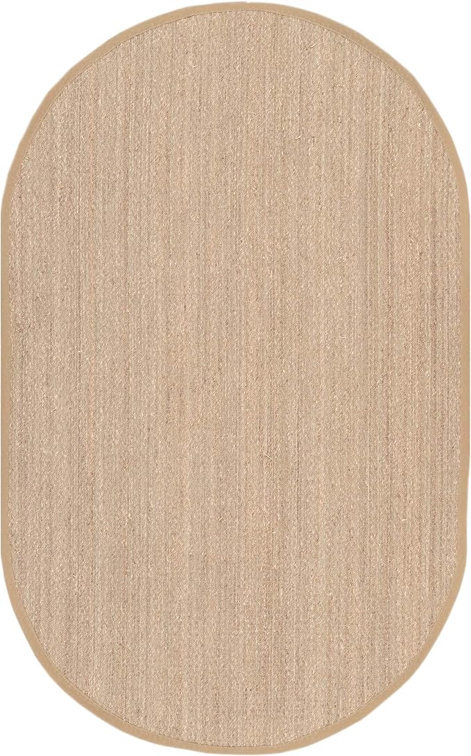 Nuloom Elijah Beige/Natural, 5' x 8' Oval, Basketweave, Seagrass, Soft and Textured, High Traffic, Stain Resistant, Easy Clean, Durable Area Rug for Bedroom, Living Room, Dining, Den, Foyer, Entryway