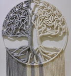 GUKALYLY Tree of Life Macrame Wall Hanging,Chic Handmade Woven Boho Home Décor,Eclectic Wall Decor for Bedroom Nursery Apartment Dorm Decoration,Gift for Teen Girl Mom(13" W X 31.5" L) (Grey&White)