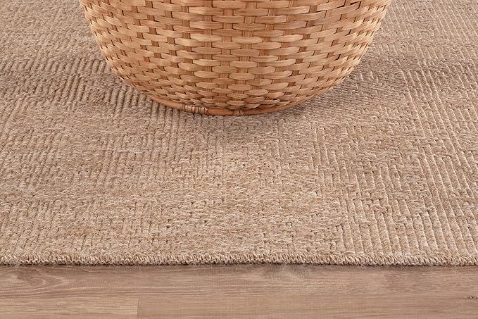 Washable Easy Jute Rug 9x12, Indoor Outdoor Rugs Natural Color Farmhouse Area Rugs for Living Room, Kitchen Rug High Traffic Area, Easy to Clean Solid Boho Woven Design Outside Carpet (9 X 12 Natural)
