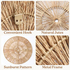 CHI AN HOME 18 Inch Boho Wall Decor – Set of 5 Woven Jute Wall Baskets, Boho Wall Art & Decorative Basket Set, Farmhouse Wall Hanging, Handwoven Wall Plates for Living Room, Bedroom – 18", 14", 11", 8", 7"