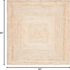 SAFAVIEH Area Rug 5' Square - Cape Cod Collection- Natural Brown, Handmade Braided Flat Weave Jute (CAP252A)