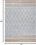 SAFAVIEH Natural Fiber Collection Area Rug - 6' x 9', Natural & Blue, Handmade Boho Moroccan Trellis Jute, Ideal for High Traffic Areas in Living Room, Bedroom (NF955N)