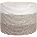Goodpick Large Woven Basket, Blanket Basket Living Room 15.8"x15.8"x13.8", Woven Storage Bin for Baby Laundry, Light & Brown