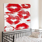 WNAGT Trendy Black and White Kiss Lips Tapestry Wall Hanging, Funky Makeup Wall Decor, Fashion Aesthetic Wall Blanket Decor for Girls Room College Dorm Makeup Room Beauty Room, 50x60 Inch