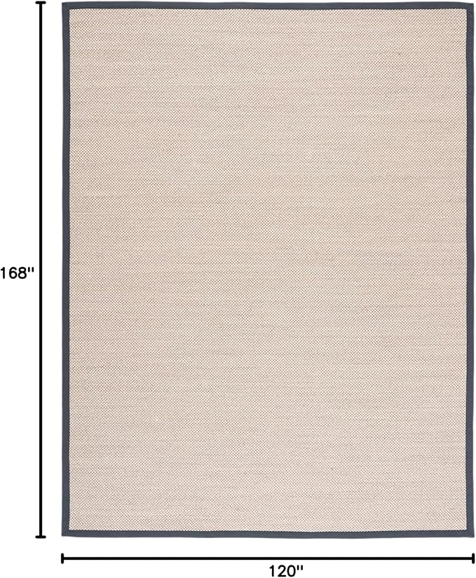 SAFAVIEH Area Rug 10x14 - Natural Fiber Collection - Large - Marble & Dark Grey, Sisal, Woven Design with Border (NF143D)
