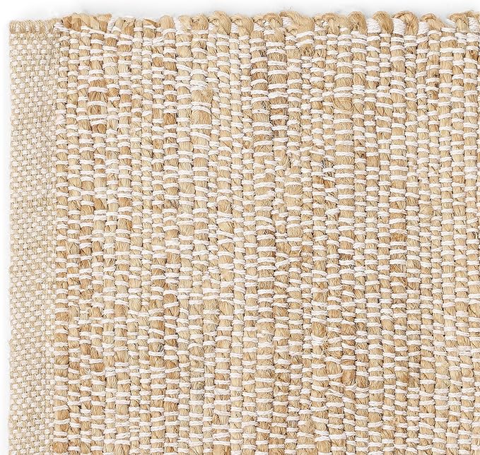 · REDEARTH · Jute Cotton Area Rug - 2'x3' Rectangular Rug, Sustainable Handwoven, Non-Shedding, Soft & Durable – Reversible, Neutral Tones for Home Décor in Living Room, Dining Room, Bedroom, Set of 2