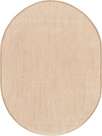 SAFAVIEH Area Rug 6x8 Oval - Natural Fiber Collection - Maize & Linen Color, Sisal, Woven Design with Border (NF141B)