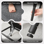 Adjustable Ottoman Pouf, 4 Height Position & 60 Degree Tilt Angle Adjustment Footrest Ottomans Footrest Foot Stools Pouffe Footstool for Under Desk for Living Room Home(Carbon Gray)