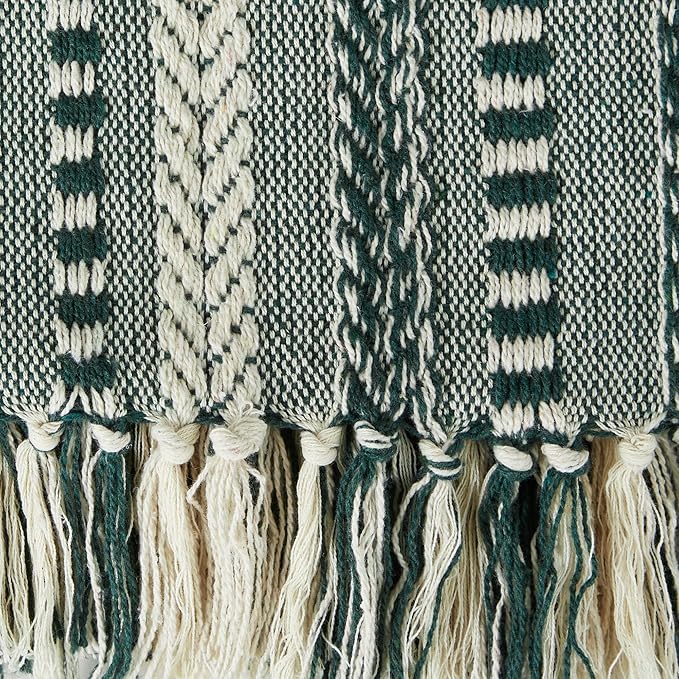 DII Braided Striped Decorative Throw Blanket, 50x60, Dark Green