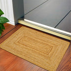 Hand Woven Jute Area Rug - 2’x3’ Feet - Rustic Beige Reversible Rectangular Rugs for Bedroom, Kitchen, Living Room - Vintage Natural Braided Entry Floor Décor Boho Jute Rug 2x3 Feet