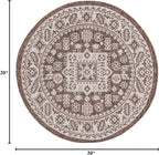 Rugs.com Outdoor Aztec Collection Rug – 3 Ft Round Brown Flatweave Rug Perfect for Kitchens, Dining Rooms