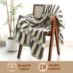 Folkulture Throw Blanket for Couch 50" x 60", 100% Recycled Cotton Blanket and Throws for Chair, Soft Throw Blanket for Bed or Bed Throws for Sofa, Boho