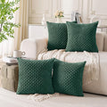 Set of 4 Dark Green Decorative Throw Pillow Covers 18x18 Inch Corduroy Pillow Covers for Bed Couch Sofa Living Room Soft Square Cushion Cases