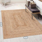 Area Rug 4x6 Braided Jute Floor Mat – Reversible Natural Fiber Accent for Dining Room, Office, or Farmhouse | 48x72 Boho Area Carpet