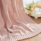 CozeCube Check Knit Throw Blanket, Pink Checkered Throw for Couch, Decorative Christmas Soft Cozy Warm Knitted Blanket for Bed Sofa Living Room, 60"X80"