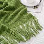 BATTILO HOME Green Throw Blanket for Couch, Textured Knit Throw, Green Blankets and Throws for Sofa Bed Living Room Decor, Outdoor Throw Blanket, 50"x60"
