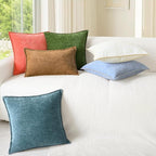 CaliTime Throw Pillow Covers Decorative 18 X 18 Inches Pack of 2 Cotton Thread Stitching Edges Solid Dyed Soft Chenille Cushion Cases for Couch Sofa Bed Living Room Farmhouse Cream