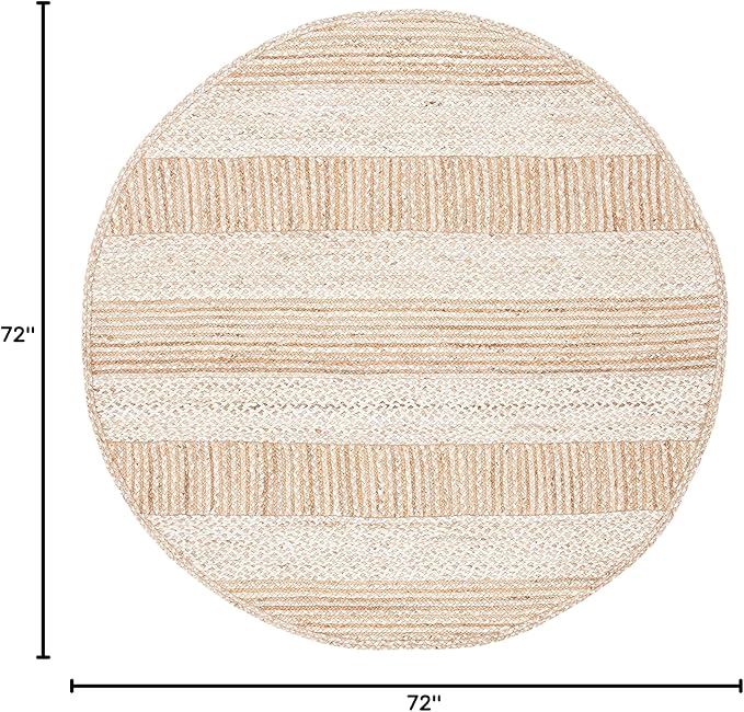 SAFAVIEH Natural Fiber Collection 6' Round Ivory NF887A Stripe Jute Area Rug