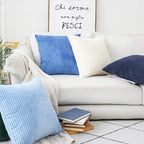 Home Brilliant 22x22 Corduroy Pillow Cover Set of 2 Throw Pillows for Couch Striped Velvet Large Cushion Covers for Chair Valentine's Decor, 55x55 cm, 22 x 22 Inch, Cream Cheese