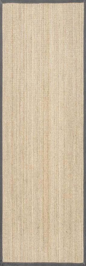 Nuloom Elijah Dark Grey/Natural, 2'6" x 8', Basketweave, Seagrass, Soft and Textured, High Traffic, Stain Resistant, Easy Clean, Durable Area Rug for Bedroom, Living Room, Dining, Den, Foyer, Entryway