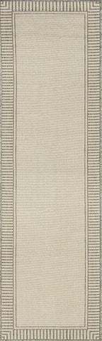 Nuloom Asha Light Grey/Ivory, 2' x 8', Casual, Striped Border, Soft and Cozy, High Traffic, Stain Resistant, Easy Clean, Durable Runner for Indoor/Outdoor Patio, Deck, Porch, Garden, Courtyard