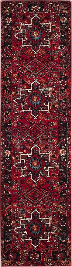 SAFAVIEH Vintage Hamadan Collection Runner Rug - 2'3" x 10', Red & Multi, Traditional Persian Design, Non-Shedding & Easy to Clean, Ideal for Hallway, Foyer, Entryway, Bedroom (VTH211A)