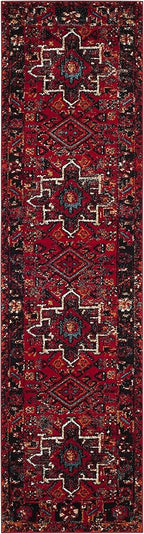 SAFAVIEH Vintage Hamadan Collection Runner Rug - 2'3" x 14', Red & Multi, Traditional Persian Design, Non-Shedding & Easy to Clean, Ideal for Hallway, Foyer, Entryway, Bedroom (VTH211A)
