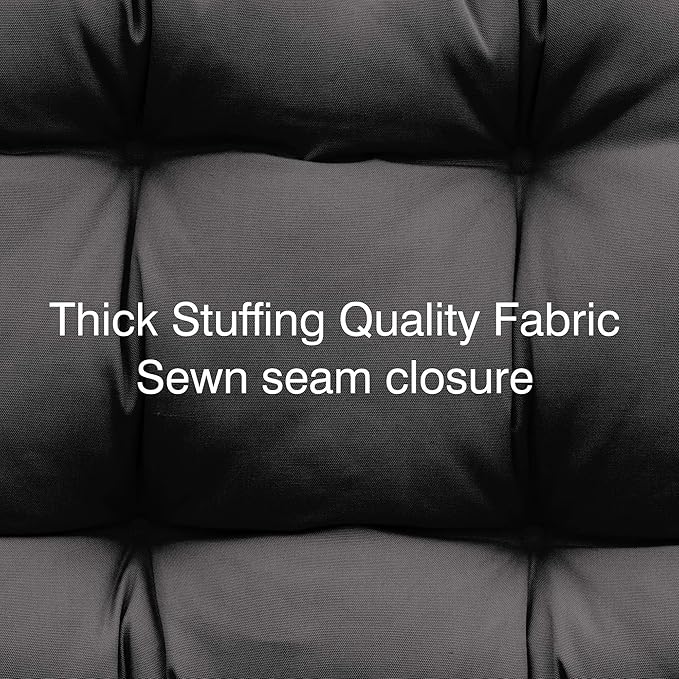 QILLOWAY Outdoor Seat/Back Chair Cushion Tufted Pillow, Spring/Summer Seasonal Replacement Cushions - Set of 2 (Dark Grey)