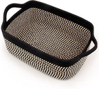 Gift Basket Empty with Handles, 12x8x5 inch - Small Woven Basket for Baby Nursery, Toys, Towels, Wedding, Birthday Gifting - With Gift Bag & Ribbon (Black Brown, 1PC)