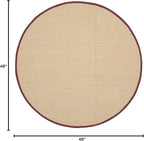 SAFAVIEH Area Rug 4' Round - Natural Fiber Collection - Maize & Burgundy, Sisal, Woven Design with Border (NF141D)