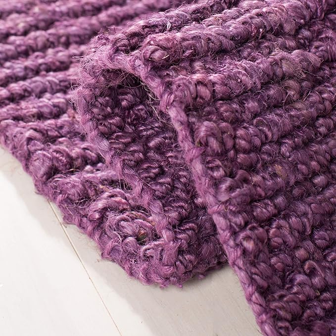SAFAVIEH Natural Fiber Collection Runner Rug - 2' x 12', Purple, Handmade Jute, Farmhouse Style, Chunky Textured Thick Pile (NF447B)