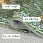 2.5x10 Runner Rug for Hallway Washable Kitchen Rugs Non Slip with Rubber Back Mushroom Soft Low-Pile Stain Resistant Foldable Indoor Carpet for Entryway Laundry Room Floor Mats Green