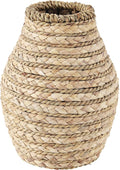 Deco 79 Seagrass Handmade Decorative Vase Braided Centerpiece Vase, Vase for Home Decoration 8" x 8" x 10", Light Brown