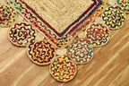 Rectangular Area Rug - 2x3 Feet Multicolor Cape Code Chindi Cotton Jute Rug Geometric Kilim Rug Indoor Outdoor Use Carpet Flatweave Rugs for Bedroom Dining Room Living Room