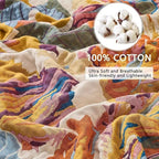 Boho Throw Blanket Farmhouse Decor Throw Blanket Bohemian Blanket for Bed 100% Cotton Muslin Woven Couch Blanket All Seasons Quilt Bedroom (Yellow, 90"x98")
