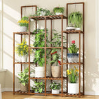 EnHomee 10 Tiers Plant Stand, Indoor Plant Stand with 14-18 Pots, Wood Plants Shelves for Living Room, Patio, Balcony, Yard, Garden, 44.8''W×11.6''D×47''H