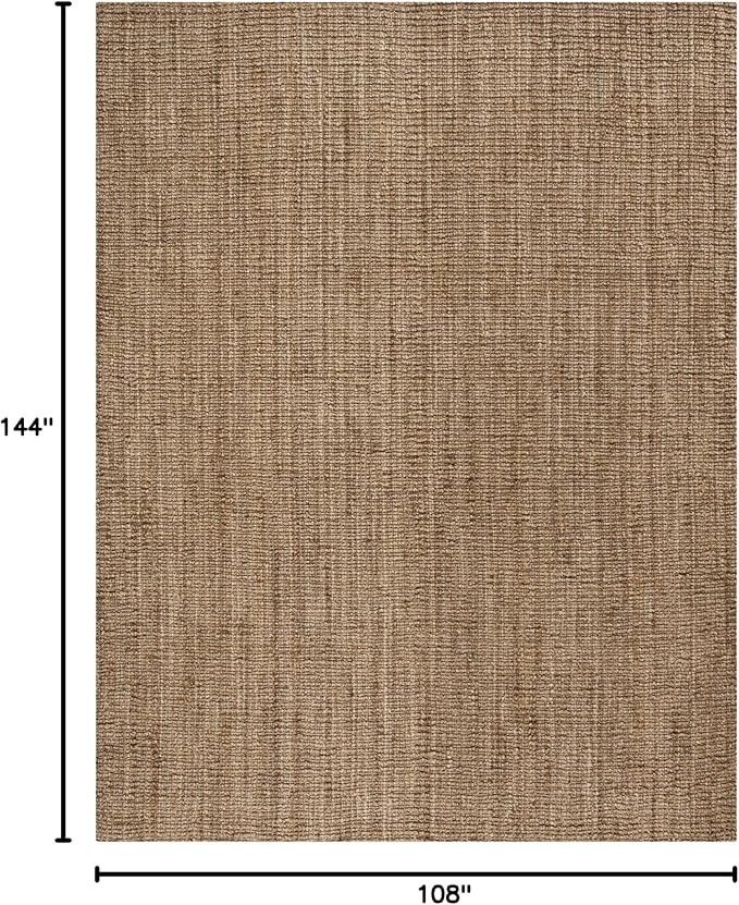 SAFAVIEH Area Rug 9x12 - Natural Fiber Collection - Large - Natural & Grey, Handmade Jute, Farmhouse Style, Chunky Textured Thick Pile (NF447M)