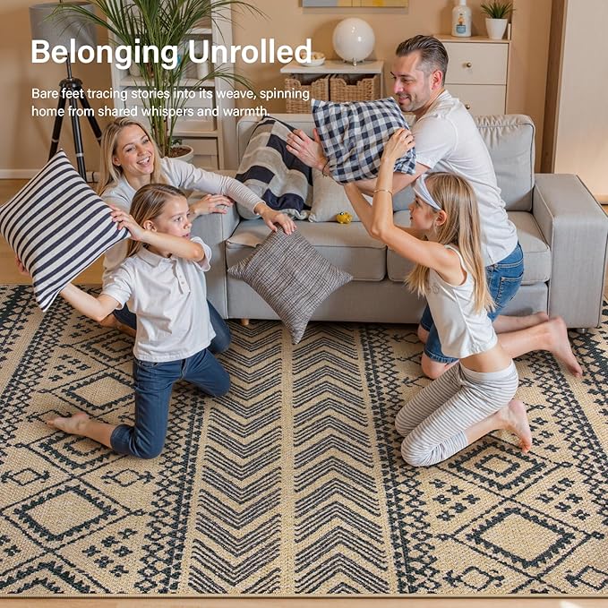 Lahome Easy Jute Boho Hallways Rug, 2x8 Runner Rug for Kitchen, Nature Non Slip Washable Indoor Outdoor Carpet, Low Pile Front Door Carpet for Entry Laundry Room Foyer Decor