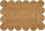 Hand Woven Jute Area Rug - 2' x 3' Feet - Rustic Beige Reversible Rectangular Rugs for Bedroom, Kitchen, Living Room - Vintage Natural Braided Entry Floor Décor Boho Jute Rug 2x3 Feet