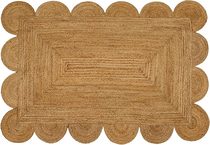 Hand Woven Jute Area Rug - 2' x 3' Feet - Rustic Beige Reversible Rectangular Rugs for Bedroom, Kitchen, Living Room - Vintage Natural Braided Entry Floor Décor Boho Jute Rug 2x3 Feet