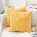 Home Brilliant 2 Pack Large Spring Pillow Covers Super Soft Striped Corduroy Large Throw Pillow Sham Cushion Cover Living Room Winter Decor, 26 x 26 Inch, Sunflower Yellow