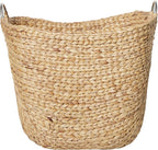 Deco 79 Seagrass Handmade Decorative and Functional Storage Basket Large Woven Basket Organizer with Ring Metal Handles, Basket for Storage 21" x 17" x 19", Brown